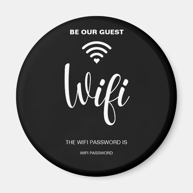 Black Minimalist Simple Wifi Password  Magnet (Front)