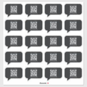 Black Minimalist Speech Bubbles QR Shop Stickers