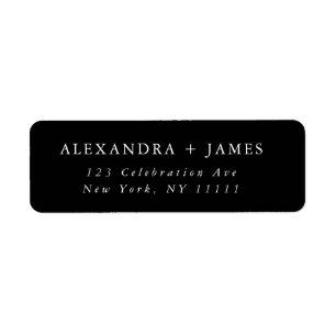 Black Minimalist Text Modern Return Address Label