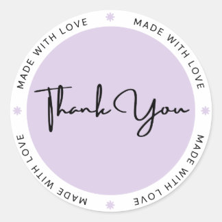 Black Minimalist Thank You Round Sticker