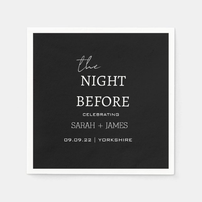 Black Minimalist The Night Before Wedding  Napkin (Front)