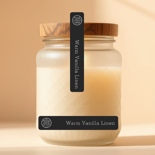 Black Minimalist Thin Candle Logo Seal Labels (Creator Uploaded)