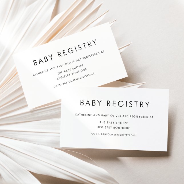 Black Minimalist Typography Baby Shower Registry Enclosure Card (Creator Uploaded)