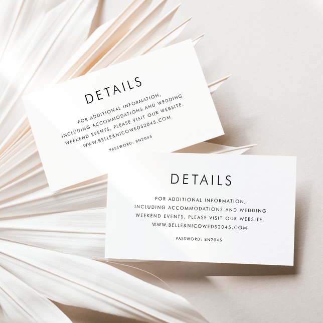Black Minimalist Typography Wedding Details Enclosure Card (Creator Uploaded)