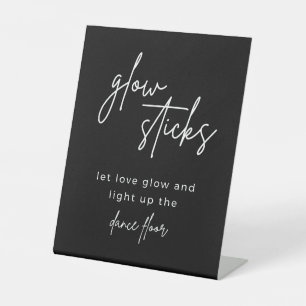 Black Minimalist Wedding Glow Stick Send Off Sign