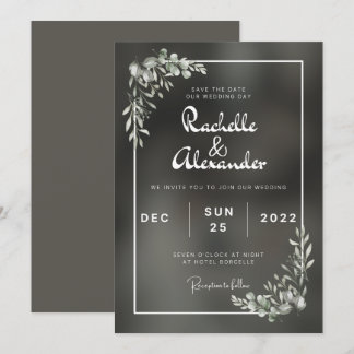 Black Minimalist Wedding Invitation