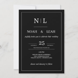 Black Minimalist Wedding Invitation• Modern Simple Invitation
