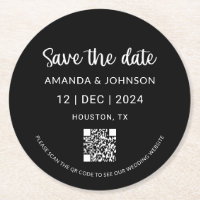 Black Minimalist Wedding Save the Date QR Code