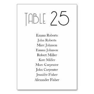 Black Minimalist Wedding Seating Plan Table Number