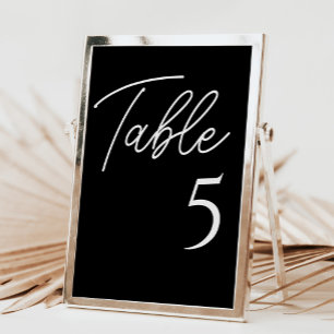 Black Minimalist Wedding Table Number
