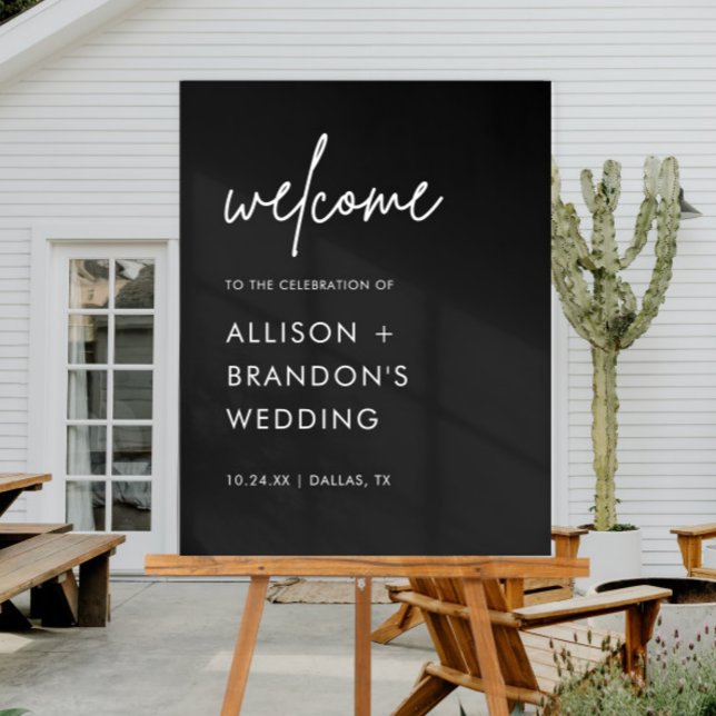 Black Minimalist Wedding Welcome  Acrylic Sign (Creator Uploaded)