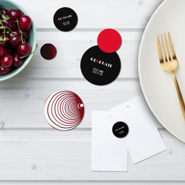 Black minimalist white red graduation  confetti (Creator Uploaded)