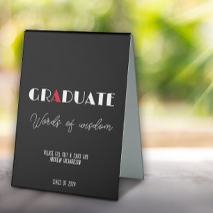 Black minimalist white red graduation name