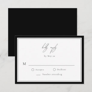 Black Minimalist with Border RSVP Response Card
