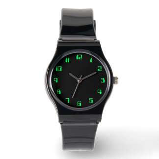 Black Minimalist with Vintage Computer Numbers Watch