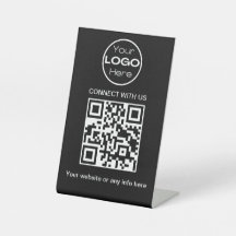 Black Minimalistic Business Logo and QR Code