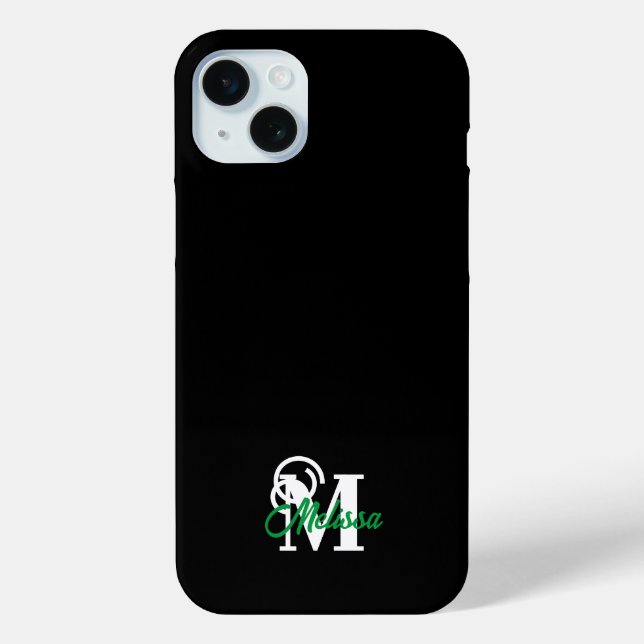 Black minimalistic monogramed  Case-Mate iPhone case (Back)