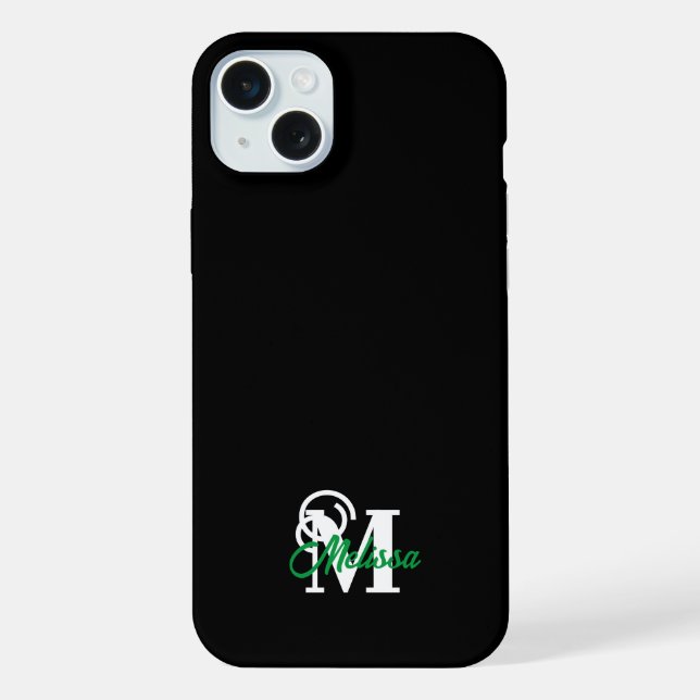 Black minimalistic monogramed  iPhone case (Back)
