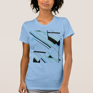 Black Mint Aqua Diagonal Lines Abstract Design T-Shirt