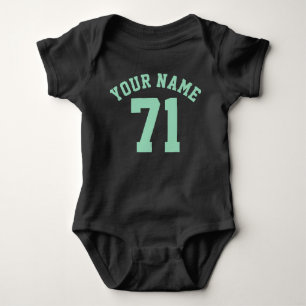 Black & Mint Green Baby Sports Jersey Design Bodysuit