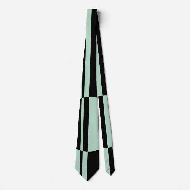 Black mint green bold circle stripes tie (Front)
