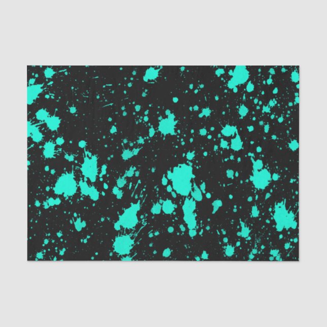 Black Mint Paint Splatter Artistic Splash Creative Tissue Paper (Front)