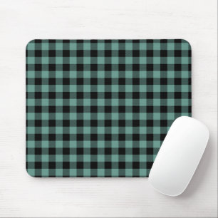 Black & Mint Squared Minimal Abstract Pattern Mouse Mat