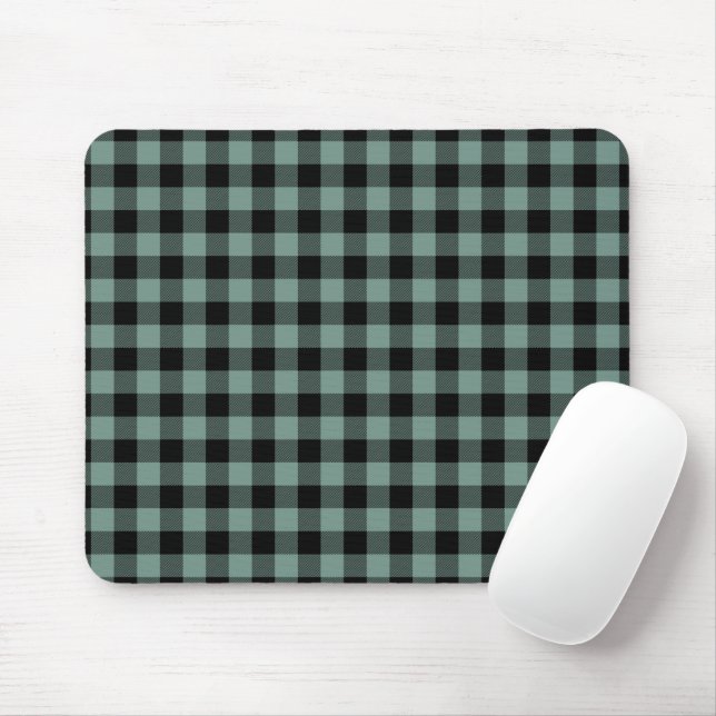 Black & Mint Squared Minimal Abstract Pattern Mouse Mat (With Mouse)