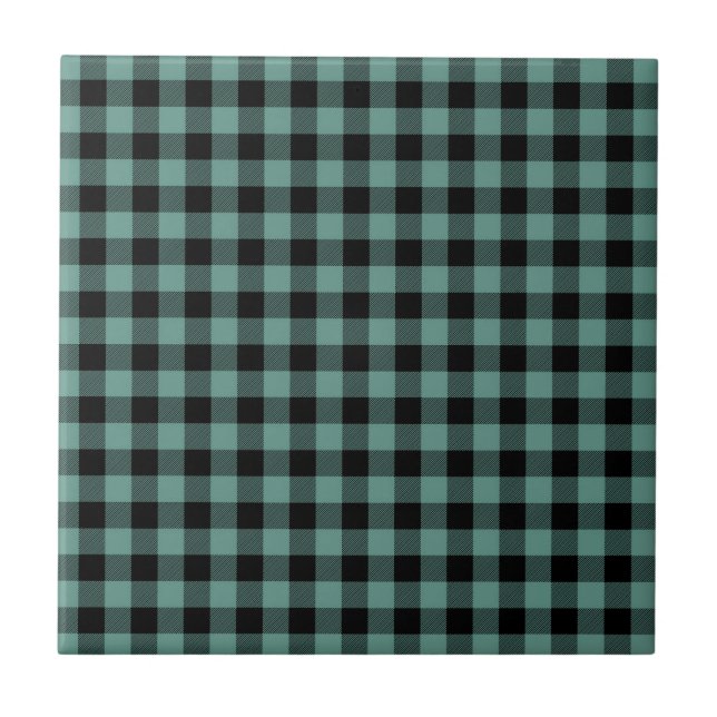 Black & Mint Squared Minimal Abstract Pattern Tile (Front)