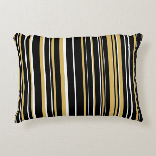 Black, Misted Yellow, and White Barcode Stripe Decorative Cushion