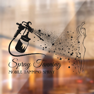 Black Mobile Spray Tanning Body Paint Window Cling