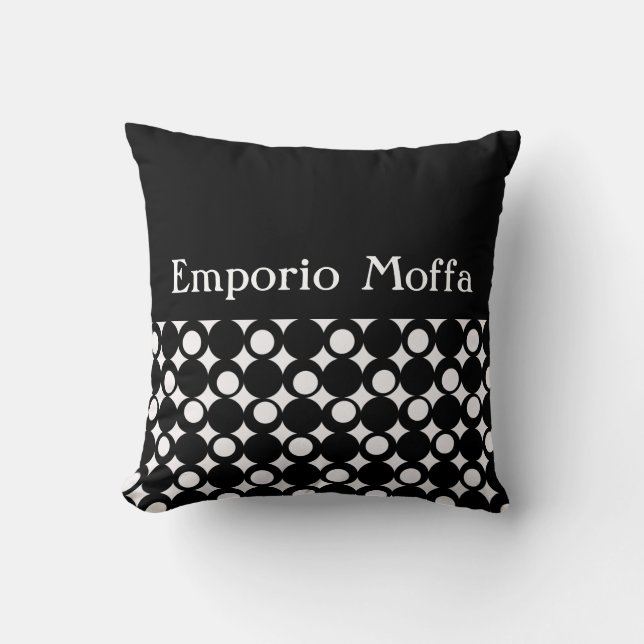 Black Mod Ball Design @ Emporio Moffa w/text Cushion (Front)