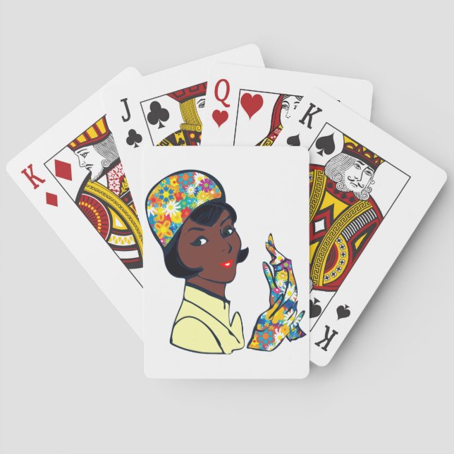 black mod lady playing cards (Back)