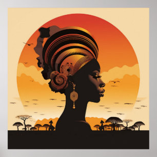 Black Model Boho High Fashion Woman Poster