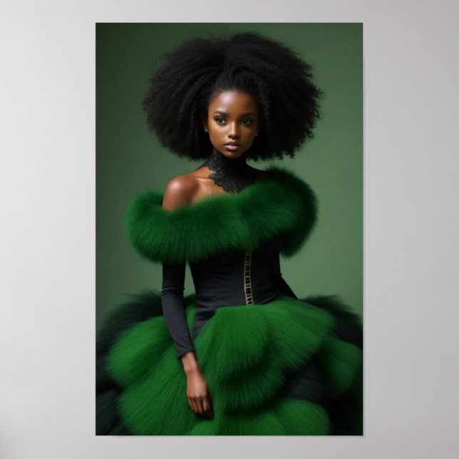 Black Model High Fashion Woman Beautiful Poster (Front)