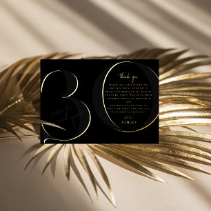 Black   Modern 30th Birthday Party Thank You