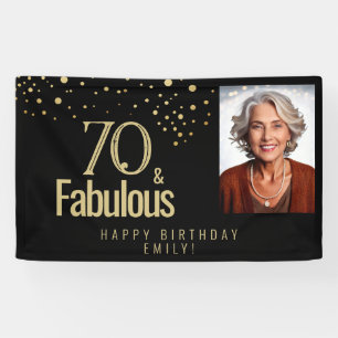 Black Modern 70 and Fabulous Birthday Photo Banner