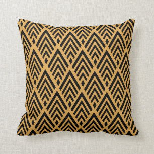 Black Modern Art Deco Arrows Cushion