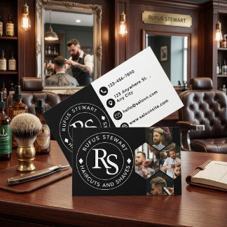 Black Modern Barber Shop Business Card