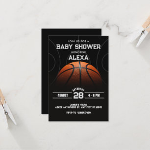 Black Modern Basketball baby shower Invitation