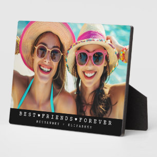 Black Modern Besties Friendship Heart Photo Plaque