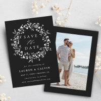 Black Modern Boho Wildflower Wedding Photo