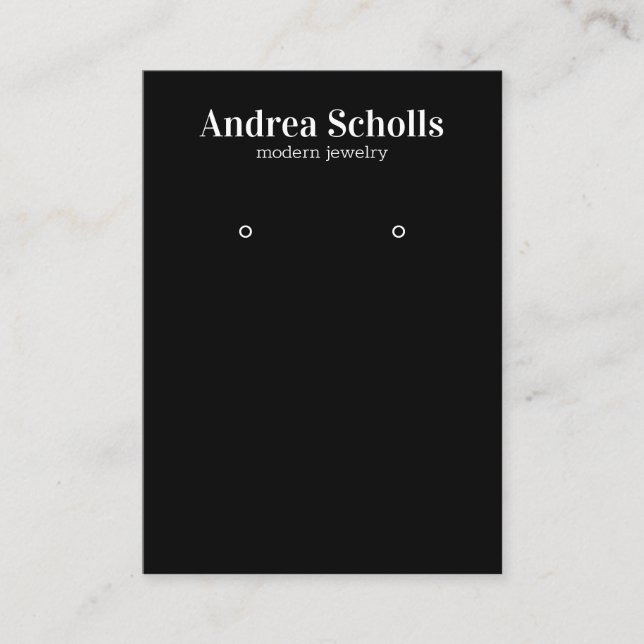 Black Modern Bold Jewellery  Earring Display Business Card (Front)