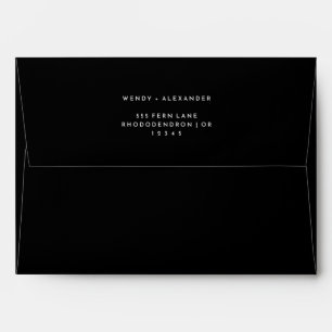 Black Modern Bold Wedding Return Address Envelope