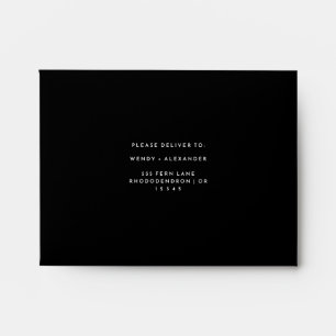 Black Modern Bold Wedding RSVP Return Address Envelope
