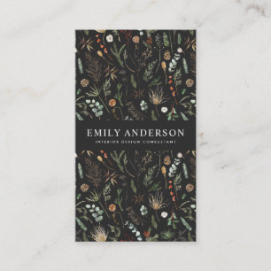 black modern botanical elegant contemporary  business card