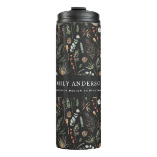 black modern botanical elegant contemporary  thermal tumbler