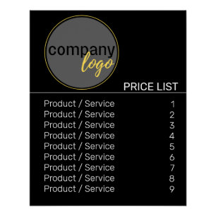 BLACK MODERN BUSINESS LOGO PRICE LIST TEMPLATE POSTER