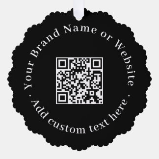 Black Modern Business QR Code Christmas Logo Tree Decoration Card