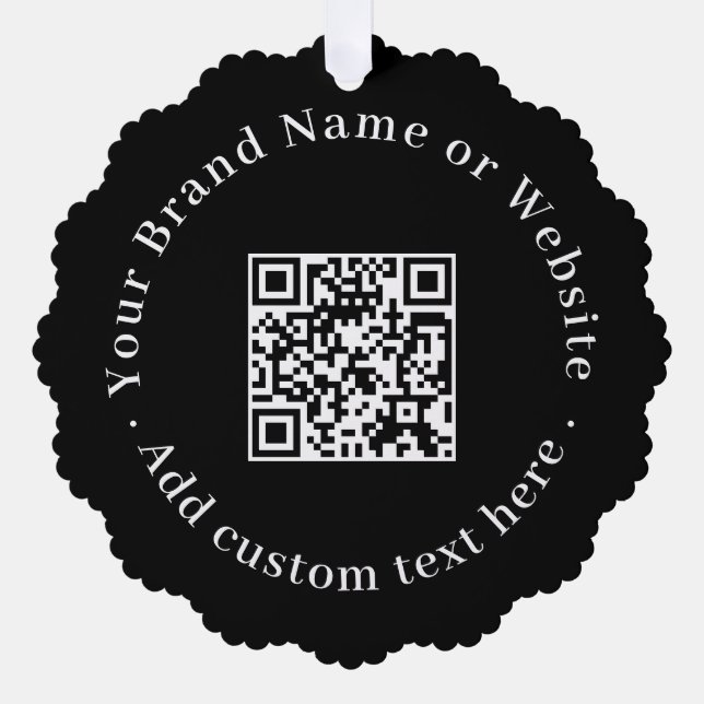 Black Modern Business QR Code Christmas Logo  Tree Decoration Card (Front)